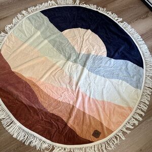 SLOWTIDE round towel with abstract sunset art